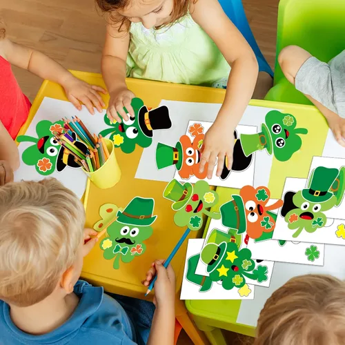 Vista 5 de chiazllta 36 paquetes de manualidades del día de San Patricio, arte de trébol para manualidades, para el día de San Patricio, haz tu propio juego