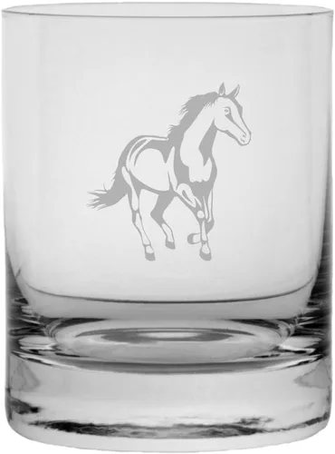 Vista 14 de Abaco Barb - Vaso de whisky con temática de caballo grabado (10.25 onzas)