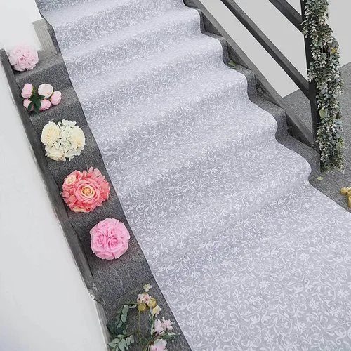 Vista 2 de Efavormart - Camino de pasillo de encaje floral blanco de 36 pulgadas x 50 pies