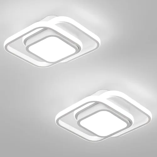 Vista 10 de CANEOE Lámpara de Techo Cuadrada para Pasillo, 6000K Blanco Frío Luz de Techo Moderna de Montaje al Ras, Accesorios de Iluminación LED Cromados