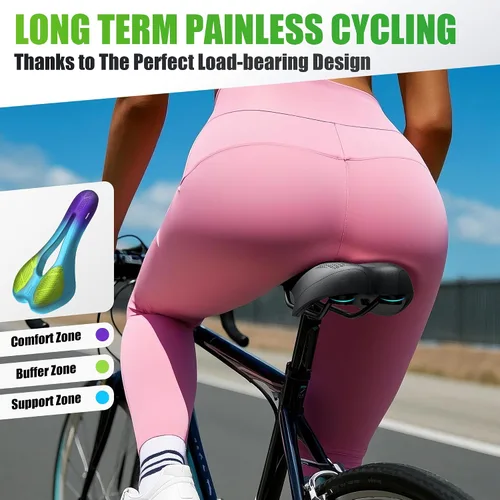 Vista 4 de RBRL Asiento de bicicleta – Cómodo cojín de asiento de bicicleta de espuma con memoria profesional con doble absorción de impactos, silla