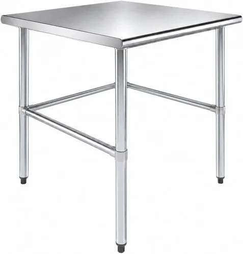 Vista 18 de AmGood Mesa de trabajo de acero inoxidable con base abierta, banco de trabajo de metal