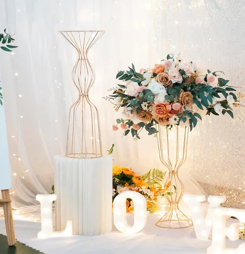 Vista 8 de Soportes de exhibición para centros de mesa de boda, 2 piezas de jarrones de flores de 23.6 pulgadas de alto, jarrones de soporte para arreglos