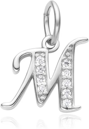 Vista 16 de Adabele Auténtica plata de ley brillante A-Z 26 letras pequeñas del alfabeto con circonita cúbica, colgante de diamantes de imitación resistente al