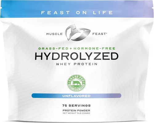Vista 8 de Muscle Feast - Proteína de suero hidrolizada alimentada con pasto en polvo, chocolate (2 libras) All Natural Hormone-Free, Hydro Whey Powder for