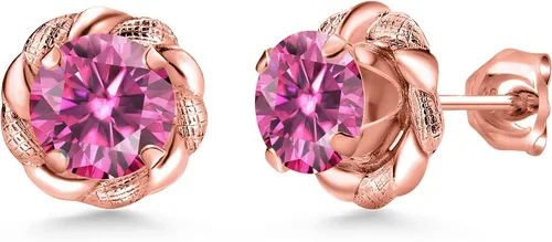 Vista 138 de Gem Stone King Aretes de plata de ley 925 de 0.236 in con piedra natal redonda para mujer