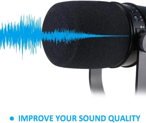 Vista 4 de SUNMON Shure MV7 Pop Filter - Cubierta de espuma para parabrisas de micrófono profesional compatible con micrófono Shure MV7 Podcast para minimizar