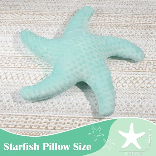 Vista 2 de Almohada de estrella de pescadillo de Marble Empire para sofá y cama, almohada de decoración costera, almohada de acento de tema de playa de océano