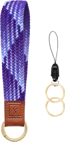 Vista 18 de Fishent Llavero elástico, bonito llavero de pulsera, cordón de muñeca tejido mejorado para llaves, llaveros para mujeres y hombres, llaves