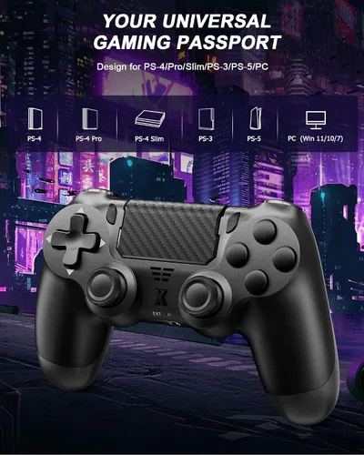Vista 5 de Quevati Wireless Controller for PS-4, Dual Vibration Game Joystick/Motion Sensing/Touchpad/Speaker/3.5mm Audio Jack Headphone, Upgraded Six-Axis