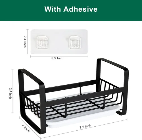 Vista 6 de TEZZ Soporte de esponja para fregadero de cocina, organizador de fregadero de cocina de acero inoxidable para organizar esponja, cepillo