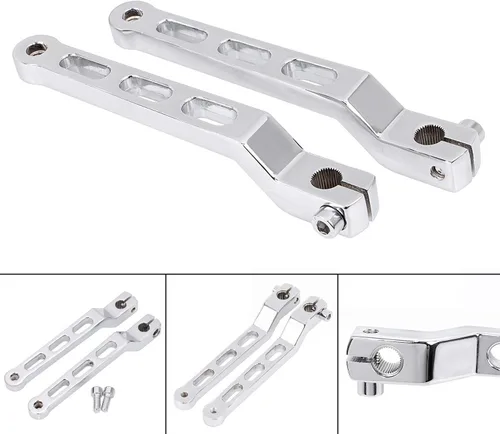 Vista 2 de Brazos de palanca de cambios con talón cromado para Harley Touring Softail Road Glide Street Glides Electra Glide y FLHT