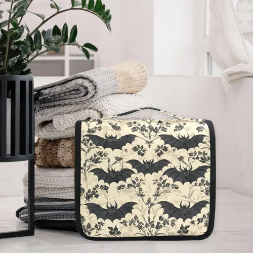 Vista 3 de MNSRUU Neceser colgante con diseño de calavera y girasol, bolsa de maquillaje de viaje para artículos de tocador, organizador de artículos