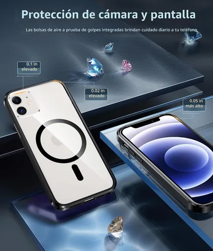 Vista 5 de FNTCASE Funda magnética para iPhone 12, grado militar, protección contra caídas, antiamarilleamiento, duradera, resistente y parachoques a prueba