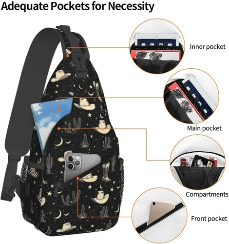 Vista 4 de Small Crossbody Bags for Women Men - Vintage Western Cowboy 1 Print Adjustable Shoulder Bag Fanny Packs Belt Sling Bag Crossbody Purses Backpack for