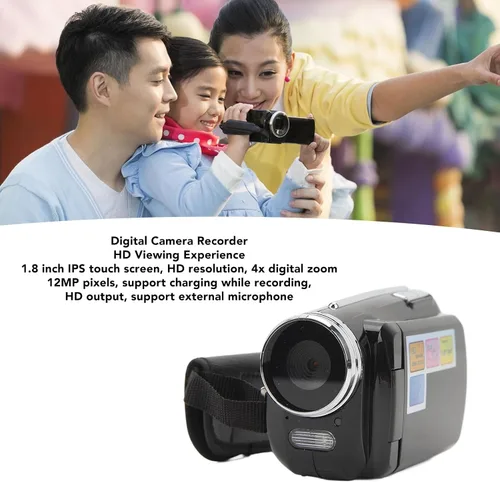 Vista 4 de Videocámara de video 4K, videocámara digital de 12MP 4X con relleno de luz, cámara digital 32G 1.8 pulgadas, grabadora de cámara