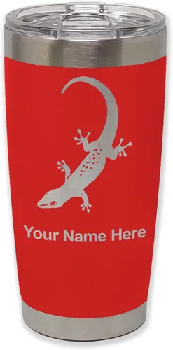 Vista 39 de LaserGram 20oz Vacuum Insulated Tumbler Mug, Gecko, Personalized Engraving Included (Black)