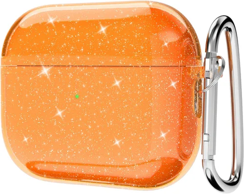 Vista 20 de Svanove Funda para Airpods Transparente con Purpurina, Funda Brillante y Bonita para Airpods de 1ª y 2ª Generación con Llavero, Carcasa Rígida