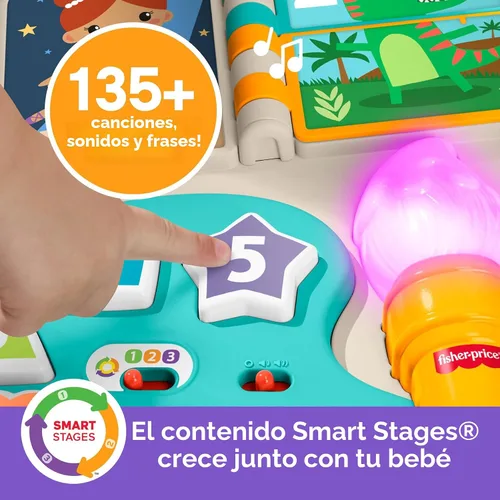 Vista 4 de Fisher-Price Juguete para bebés y niños pequeños, mesa de actividades 4 en 1 y caballete de arte con música educativa para mayores de 6 meses