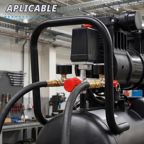Vista 7 de MEANLIN MEASURE Válvula de control del interruptor de presión del compresor de aire 90-120 PSI 110V-240V Piezas de repuesto con manómetro de presión