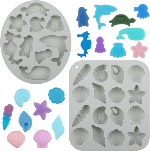 Vista 11 de Beasea Molde grande para cola de sirena, 1 paquete de silicona para fondant de cola de sirena para decoración de pasteles de azúcar de chocolate