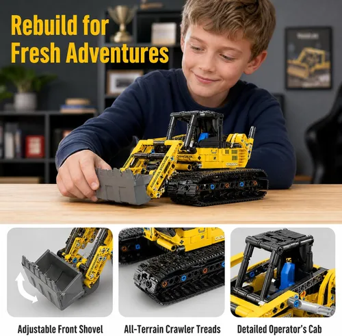 Vista 4 de Xbert 2-in-1 Excavator & Bulldozer Building Block Set for Boy Age 8-12
