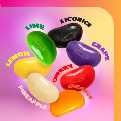 Vista 5 de Jelly Beans, caramelos masticables, sabores surtidos de frutas y regaliz