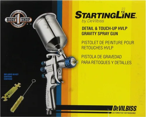 Vista 2 de DeVilbiss 802405 StartingLine HVLP Pistola pulverizadora por gravedad de retoque y detalle