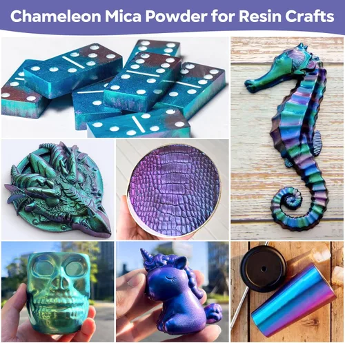 Vista 2 de CHEAPART Polvo de mica camaleón, 8 colores, pigmento metálico de resina epoxi, pigmento de resina epoxi, polvo de mica holográfica de grado
