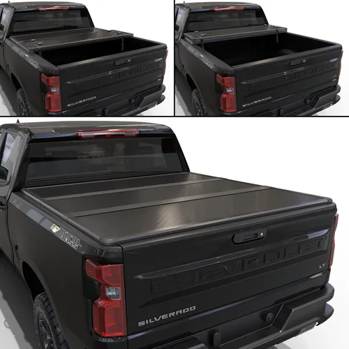 Vista 2 de Cubierta Rígida Tri-Fold para Caja de Camioneta Compatible con Chevy/GMC Silverado/Sierra 1500(2007-2026) 2500 3500 HD(2007-2019), Funciona