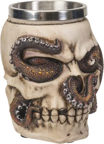 Vista 4 de SUMMIT COLLECTION Kraken - Taza de café con diseño de calavera, 16 onzas líquidas, con asas de tentáculo de pulpo de 5 pulgadas de alto