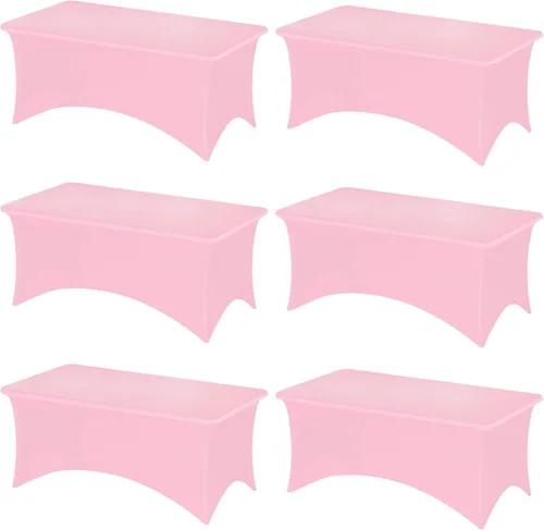 Vista 73 de Fixwal Paquete de 6 Manteles de Mesa Rectangulares, Cubierta de Mesa de 6 Pies, Mantel Blanco Rectangular Ajustado Elástico Rectangular, Cubierta