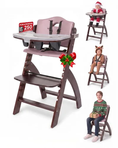 Vista 18 de Abiie Beyond Junior Convertible Wooden High Chair with Removable Tray Cojín de madera gris brumosa - Perla negra