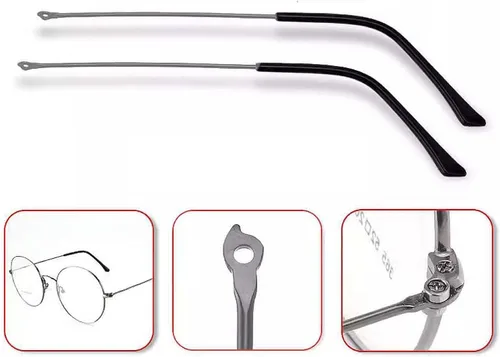 Vista 3 de 1 par de brazos de marco de metal para patillas de repuesto para gafas, gris