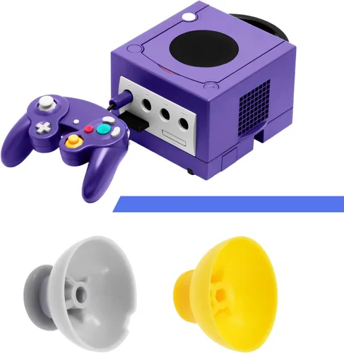 Vista 4 de 6 tapas analógicas de repuesto compatibles con Nintendo Gamecube Controller Analog Stick Covers Accessories ABS amarillo y gris