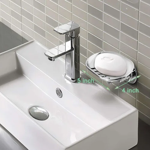 Vista 2 de Jabonera BOPai con ventosa, cromada Succión de vacío reposicionable y potente