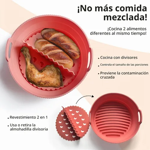 Vista 3 de ARIALASQUALITY Juego de accesorios para freidora de aire con divisor de 8 piezas, forros antiadherentes reutilizables, juego de cocina