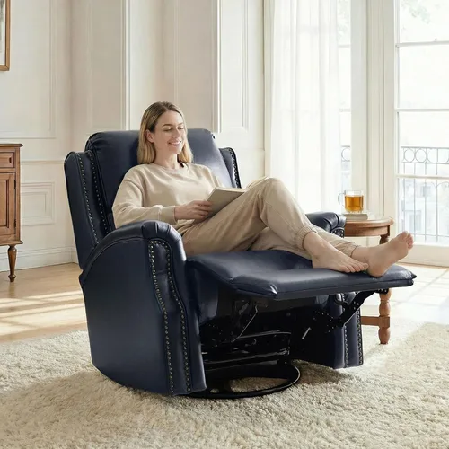 Vista 7 de HULALA HOME Mecedora reclinable giratoria, azul marino