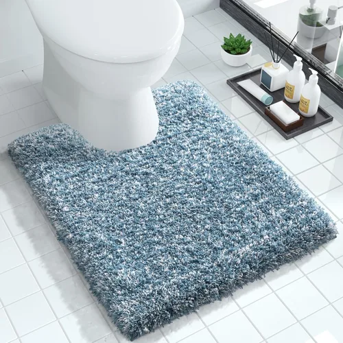 Vista 69 de Yimobra Alfombras de baño en negro y blanco antideslizantes lavables, tapetes de baño ultra suaves y absorbentes de agua, alfombra de ducha suave