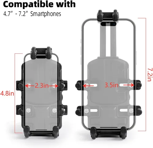 Vista 7 de Soporte de teléfono para motocicleta con amortiguador de vibraciones, impermeable, resistente al sol, base de montaje de manillar de aleación