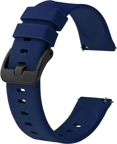 Vista 11 de BISONSTRAP Correas de reloj de silicona, correas de reloj delgadas con liberación rápida, 0.787 in, negro con hebilla negra
