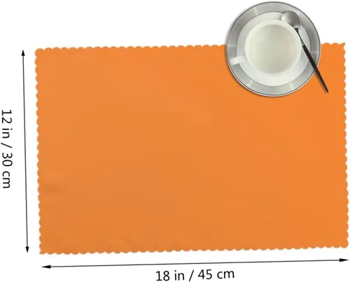 Vista 2 de Rectangular Placemats Set of 4, Heat Resistant Beauty Burnt Orange Printed Kitchen Dining Table Mats