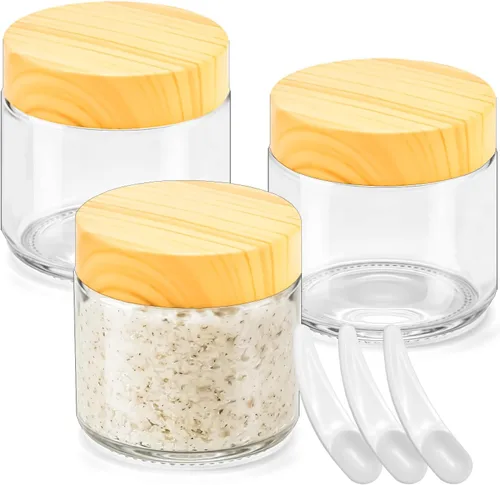 Vista 9 de 6 Pack de tarros de vidrio ámbar de 1 oz con tapas, tarros pequeños de vidrio de 1 onza con tapas y forros interiores, tarros redondos transparentes