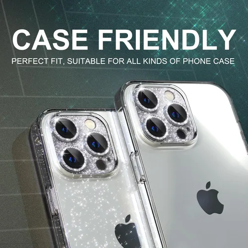 Vista 5 de Choiche Protector de lente de cámara para iPhone 14 Pro/iPhone 14 Pro Max, cubierta de cámara brillante con protector de pantalla de lente de vidrio