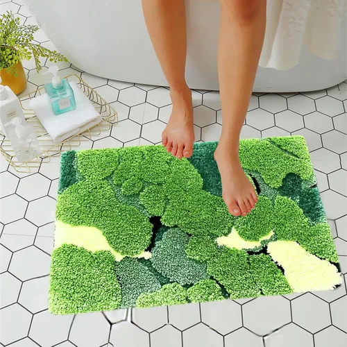 Vista 11 de LEVINIS Moss - Alfombra de baño con diseño de musgo, antideslizante, suave y absorbente de agua, 31 x 20 pulgadas
