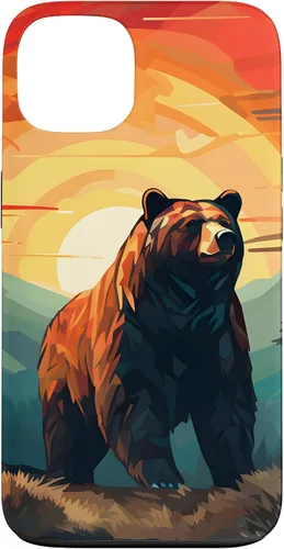 Vista 7 de Funda para iPhone 11 Bear Retro Sunset Forest Spirit Animal