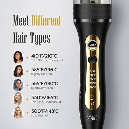 Vista 5 de Zavarea Plancha rizadora giratoria automática para cabello largo, varita rizadora de 1 pulgada para ondas de playa y rizos sueltos, rizador de pelo