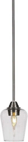 Vista 38 de Toltec Lighting Paramount - Mini colgante de 1 luz en acabado negro mate con cristal de arte perla de 7 pulgadas y estilo negro