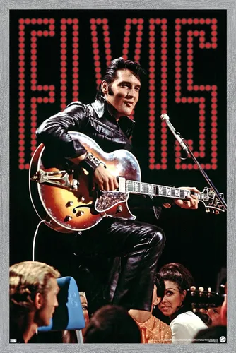 Vista 16 de Trends International Elvis Presley - Póster de pared de concierto 68, 14.72 x 22.37 pulgadas, versión enmarcada de madera de granero Versión