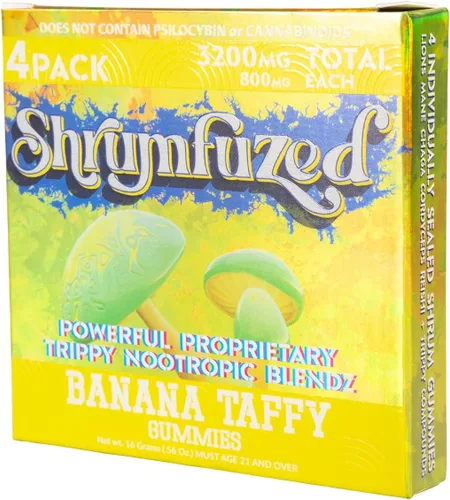 Vista 2 de Shrumfuzed - Gomitas nootrópicas patentadas de 8000 mg - Mezcla de hongos nootrópicos de melena de león, Reishi, Chaga y Cordycep (4, Banana Taffy)
